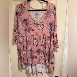 Maurices Pink Floral Tunic Top
